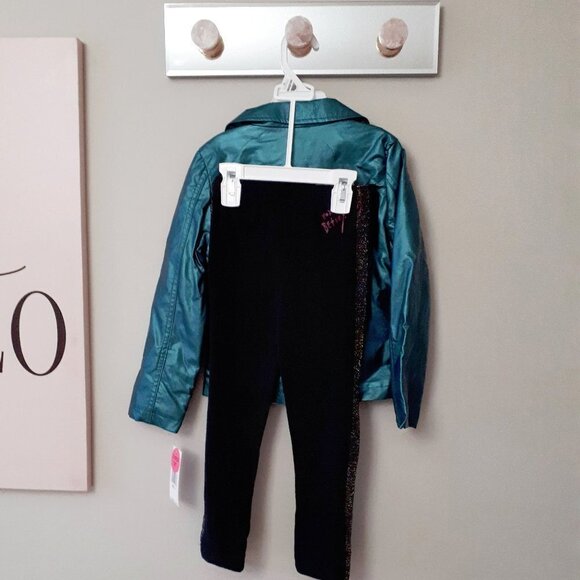 NWT Betsey Johnson faux leather jacket, long sleeve t-shirt & leggings bundle - Picture 7 of 16